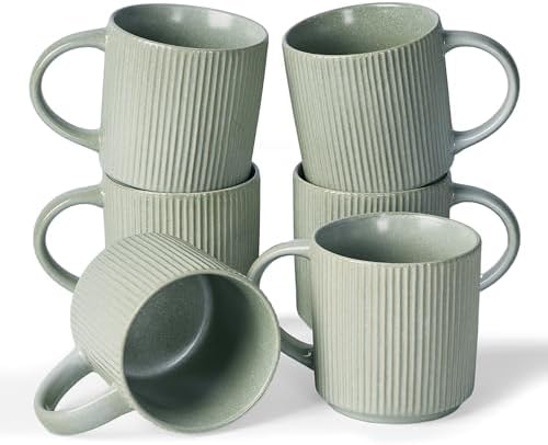 famiware Coffee Mug Set of 6, Star 12 oz Ceramic Mugs Cups Set with Handle by Famiware