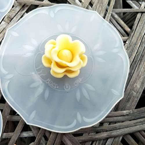 Hemoton Food Grade Silicone Cup Lids 8pcs Rose Flower Mug Covers Leakproof Cup Cover Airtight Seal Drink Cup Cover Hot Cup Lids for Coffee Tea Random Color - Image 5