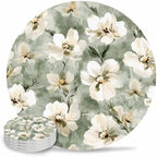 Coaster for Drinks 4 Pack,Spring Waterclor Blooming Floral Absorbent Round Ceramic Stone with Cork Base,Garden Natural Flower Art Drink Coaster Cup Mats for Home Dining Coffee Tables by ZFUNCING
