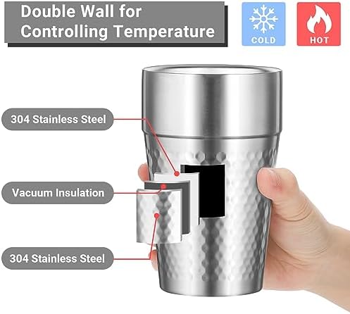 Stainless Steel Double Wall Cup, 16 oz Insulated Tumbler, 4 Pack Unbreakable Stackable Water Tumblers Insulated Metal Cup Premium Drinking Glasses for Travel Camping Home Outdoor - Image 3