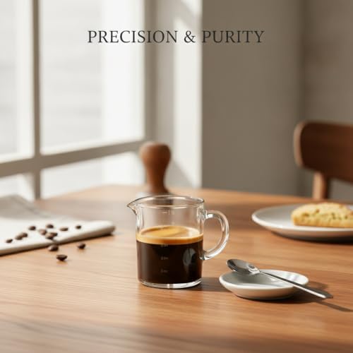 High Borosilicate Glass Demitasse Cup with Lid and Measurement Marks, Durable Espresso Vessel for Home and Office Use - Image 3