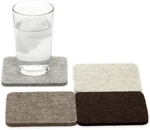 Graf Lantz - Bierfilzl Merino Wool Square Coasters Set of 4 - Earth (4"x4"x5mm) - Absorbs 30% of Weight - Natural German Wool - Heat Resistant, Sustainable, Reusable - Home Decor, Coffee Table Decor by GrafLantz