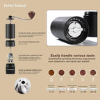 Manual Coffee Bean Grinder with Adjustable Coarseness, CNC Stainless Steel Conical Burr 6 Core, Portable Hand Coffee Bean Mill For Home Use and Camping Travel Black - Image 2