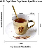Reflection Cup,Mirror Cup and Saucer,Anamorphic Cup and Saucer,Creativity Tea Cup and Saucer Set,Ceramic Coffee Mug with Saucer and Spoon,for Cappuccino,milks,espresso,tea,coffee,250ml - Image 7