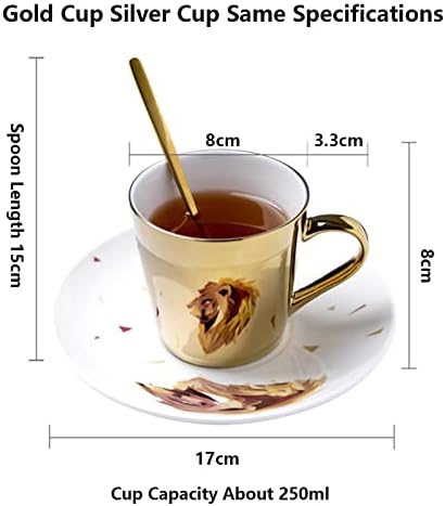 Reflection Cup,Mirror Cup and Saucer,Anamorphic Cup and Saucer,Creativity Tea Cup and Saucer Set,Ceramic Coffee Mug with Saucer and Spoon,for Cappuccino,milks,espresso,tea,coffee,250ml - Image 7