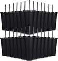 24 Pack Plastic Tumblers with Lids and Straw, Reusable Cups with Lids and Straws Colorful Cups for Cold Drink Iced Coffee, Plastic Tumbler Bulk for Party Birthday Gifts (24 oz, Stylish Colors-Black) by LEIFEOSH