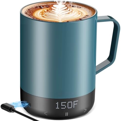 14oz Magnetic Charging Cordless Smart Coffee Mugs, Fast Heating & High Temperature Self Heating Coffee Mug, Keeps Hot Up to 149℉ for Hours, Mug Warmer for Home, Offiece Coffee Tea Lover(No APP) by Home