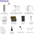 Pour Over Coffee Maker Set, 12 in 1 Set Box, Manual Coffee Grinder, Ceramic Pour Over Coffee Dripper with Tray, Pour Over Kettle, Glass Servers, Paper Filter, Coffee Cup, White - Image 2