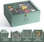 Rae Dunn Tea Bag Organizer - Tea Box Divided Storage Container Box with Hinge Lid for Kitchen Cabinet, Countertop, Pantry, Hold Coffee Pods, Seasoning Packets, Condiments, Sage - Image 4