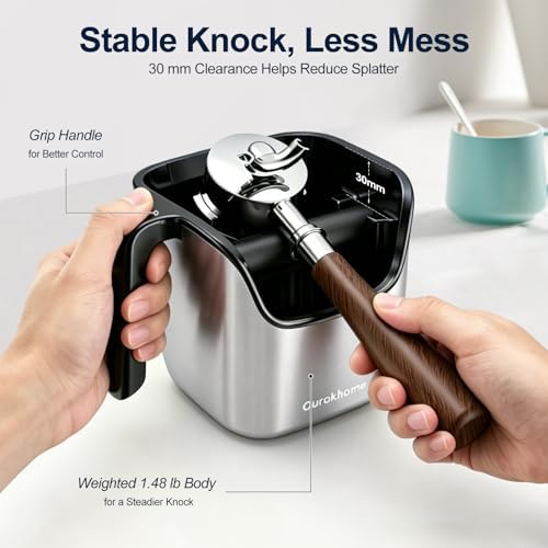 Ourokhome Espresso Knock Box with Lid, Compact Coffee Grounds Container for Home Coffee Bar, Removable Knock Bar, 304 Stainless Steel Exterior, Non-Slip Base & Handle, Easy Clean - Image 6