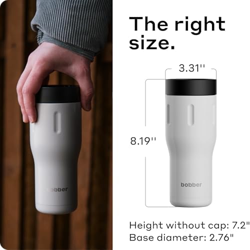 BOBBER 16 oz Stainless Steel Coffee Travel Mug – Leak-Proof, Spill Proof, Vacuum Insulated Coffee Tumbler for Car, Men – Dishwasher Safe Mug, Fits Car Cup Holder, Keeps Hot for 8 Hours (Sand Grey) - Image 5
