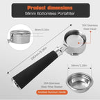 Professional Bottomless Portafilter for Gaggia 58mm Machines - Stainless Steel & Anodized Aluminum Construction w/Included Basket - Image 2