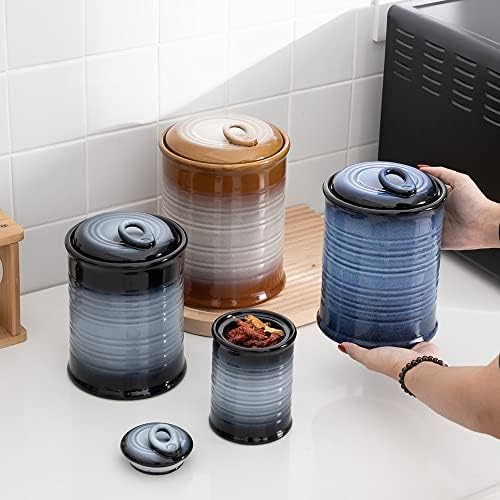 Nihow Food Storage Jar,Ceramic Canister Sets for The Kitchen,Set of 3,Gray - Image 7