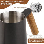 Gooseneck Kettle, 20oz/600ml Small Pour over Coffee Kettle with Long Narrow Spout, 304 Stainless Steel Hand Drip Coffee Tea Pot Camping Coffee Pot for Travel Outdoor, 10.2 X 5.3 X 3.54inch（Black） - Image 4
