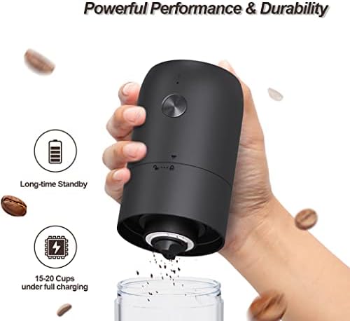 HUAHAT Electric Coffee Grinder Wireless, Grinding Coffee Beans, Ceramic Conical Burr, Cordless, Coarseness Adjustable, Portable, One Touch, 25g Capacity, Noiseless, Long Stand-by (KMDJ-2A, White) - Image 3