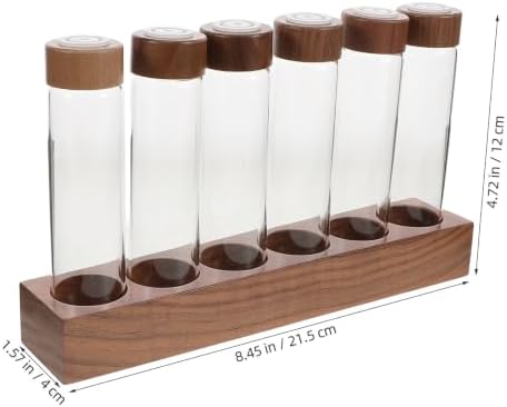 Hemobllo Coffee Bean Storage Tubes and Glass Lids with Walnut Wooden Stand - Image 2