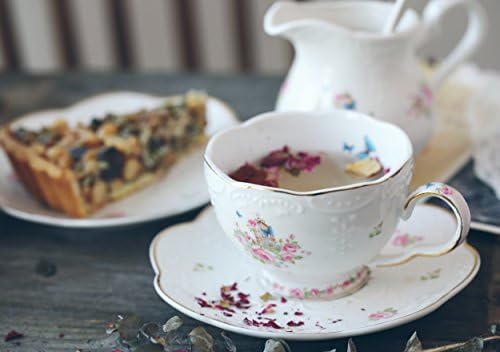 Jusalpha 16pcs Vintage Porcelain Flower Series Tea Set with Teapot Warmer - Image 4