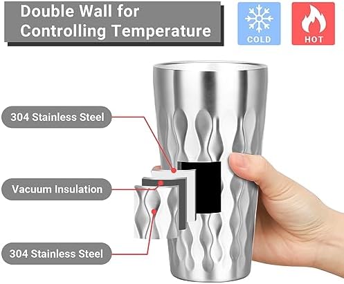 Stainless Steel Drinking Glasses, 19 oz Insulated Tumbler, 8 Pack Double Wall Unbreakable Stackable Water Tumblers Premium Insulated Metal Cup for Travel Camping Home Outdoor Gifts - Image 3