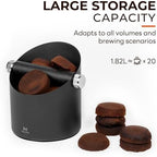 15 Pucks Espresso Knock Box with Barista Towels, Removable Bar, Black - Image 2