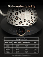 Cocinare Oat Leopard Gooseneck Electric Kettle & Pour Over Coffee Set, ±0.5°F Temperature Control, 1500W 0.9L Kettle, Coffee Dripper, 550 ml / 18.6 oz Server & 2 Tasting Cups - Image 5