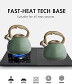 Poliviar Tea Kettle, 2.7 Quart Seaweed Green Finish with Wood Pattern Handle Loud Whistle Food Grade Stainless Steel Teapot, Anti-Hot Handle and Anti-Rust, Suitable for All Heat Sources (JX2020-SB30) - Image 5