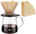 VEVOK CHEF Pour Over Coffee Maker Set with Extra 200PCS #2 Cone Coffee Filters Bundle, 20 Oz Glass Server Dripper Brewer with Unbleached Natural Paper Filters for Home Camping Outdoor by VEVOKCHEF