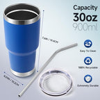 Volhoply 30oz Insulated Tumbler with Lid and Straw, Double Wall Inner & Outer 304 Stainless Steel Tumblers Bulk, Powder Coated Coffee Cup for Office, Home, Travel (Blue,12 Pack) - Image 2