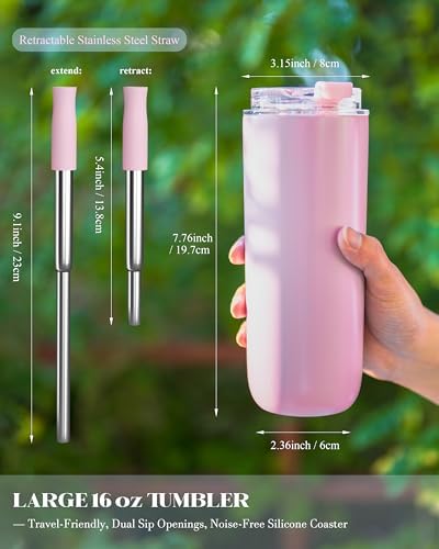 6 Pack 16 oz Insulated Coffee Tumblers, Travel Coffee Tumblers with Straw - Image 5