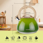 MARSKITOP Whistling Tea Kettle for Stove Top, 2.6 Quart Teapot for Stovetop, Stainless Steel Tea Pot for Stove with Wood Pattern Handle, Light Green - Image 3