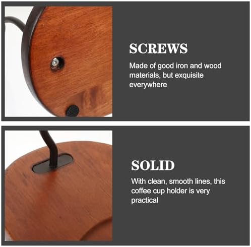 Wooden Base Coffee Mug Holder Stand, Iron Tree Rack Organizer - Image 4