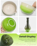 7 Piece Matcha Set, Green Resin Matcha Whisk, Macha Tea Set with Matcha Spoon, Whisk Holder, Matcha Brush, Shovel, Strainer, Matcha Accessories Japanese Tea Ceremony, Petal Green - Image 4