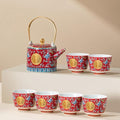 Chinese Tea Gift Set Service Porcelain Wedding Tea Set, Kungfu Tea Set, Enamel Color Change Household Wedding Gift to The end 1 Tea Pot 6 Cups 1 Gift Box by Unknown