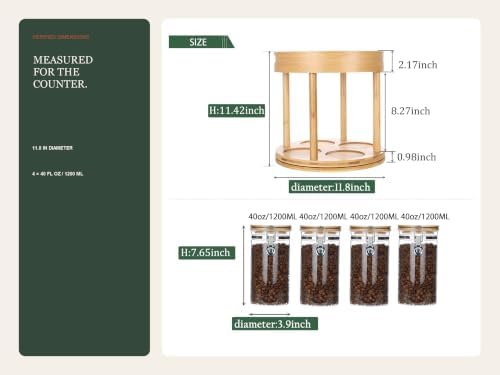 KKC HOME ACCENTS Bamboo Tea Station Carousel with 4 Glass Jars - Image 4