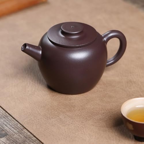Tea Pots For Loose Tea Tea Ceremony Purple Clay Teapot Household Single Use Purple Clay Flat Cover Teapot Tea Infuser Pot - Image 3