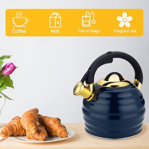 Tea Kettle for Stove Top Whistling Teapot, 3.2Q Tea Pot Stainless Steel Teakettle with Heat Proof Ergonomic Handle - Image 6