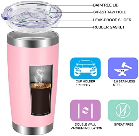 VEGOND 20oz Tumbler with Lid and Straw Stainless Steel Tumbler Cup Bulk Vacuum Insulated Double Wall Travel Coffee Mug Powder Coated Coffee Cup, Pink, 12 Pack - Image 2