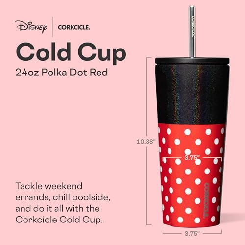 Corkcicle Cold Cup Straw Tumbler, 24 oz, Disney Minnie Mouse - Image 2