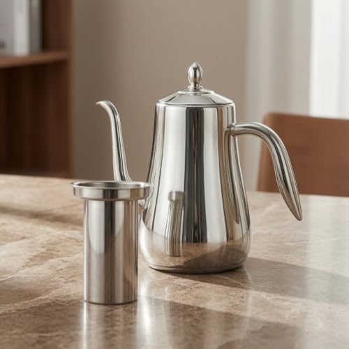 Gooseneck Tea Kettle with Lid Pour over Stainless Steel Pour Over Coffee Teapot with Strainer Controlled Stream for Kitchen, 1550ml - Image 2