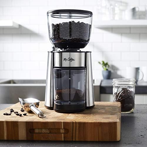 Mr. Coffee Automatic Burr Mill Coffee Grinder with 18 Custom Grinders Silver - Image 5