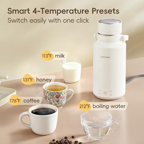 33.8 Oz/1000mL Portable Electric Kettle,304 Stainless Steel Travel Kettle Electric,4 Temp Settings with Holding Heat,600W Fast Boiling Water with Auto Shut-Off and Boil Dry Protection - Image 3