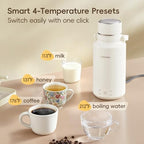 33.8 Oz/1000mL Portable Electric Kettle,304 Stainless Steel Travel Kettle Electric,4 Temp Settings with Holding Heat,600W Fast Boiling Water with Auto Shut-Off and Boil Dry Protection - Image 3