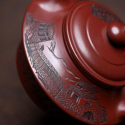 Tea Kettle Home Traditional Clay Carved Lettering Purple Sand Pot Office Teapot Ceramic Tea Infuser - Image 3