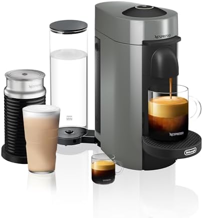 De'Longhi Nespresso Vertuo Plus Coffee and Espresso Maker by De'Longhi, Grey with Aeroccino Milk Frother by Unknown
