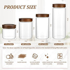 3 Pack 50 fl oz/1500 ml Clear Glass Storage Canister with Airtight Wooden Screw On Lid, Large Tall Decorative Glass Container Jar Set for Coffee, Nut, Tea, Candy, Cookie, Cereal, Sugar, Flour - Image 3