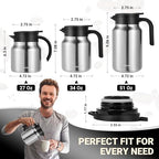 Insulated Coffee Carafe, 51 oz, Keeps Hot for 12H, Silver - Image 4