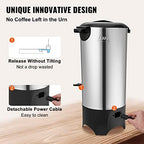 VEVOR Commercial Coffee Urn, 50 Cups/7.5L Stainless Steel Large Coffee Dispenser, 1000W 110V Electric Coffee Maker Urn For Quick Brewing, Hot Water Urn with Detachable Power Cord for Easy Cleaning - Image 5