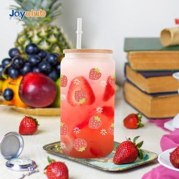 Joyclub Sublimation Glass Cups 12 Pack 16 oz Frosted with Bamboo Lids - Image 2