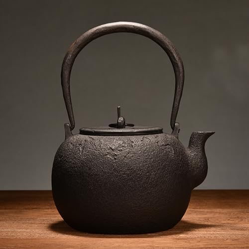 Cast Iron Teapot, Stovetop Safe Tea Kettle With handle, Asian Style Handmade Tea Pot For Home Camping Outdoor Use(1.2L, BlackF) by Unknown