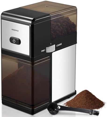 Electric Burr Coffee Grinder, Reemix Automatic Flat Burr Coffee by Reemix