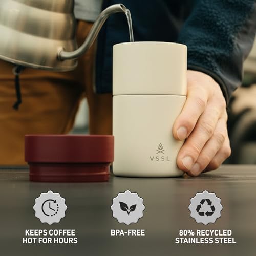 VSSL - Nest Pour Over Coffee Set | Coffee Maker for Camping | All-In-One Travel Pour Over | Transportable Dripper, 10oz Stainless Steel Travel Mug | Compact Storage & Adventure Ready | Cream - Image 5